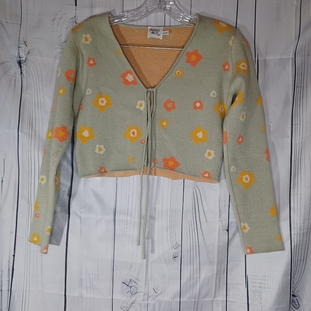 Princess Polly Floral Cropped Hippie Cardigan with Tie Front